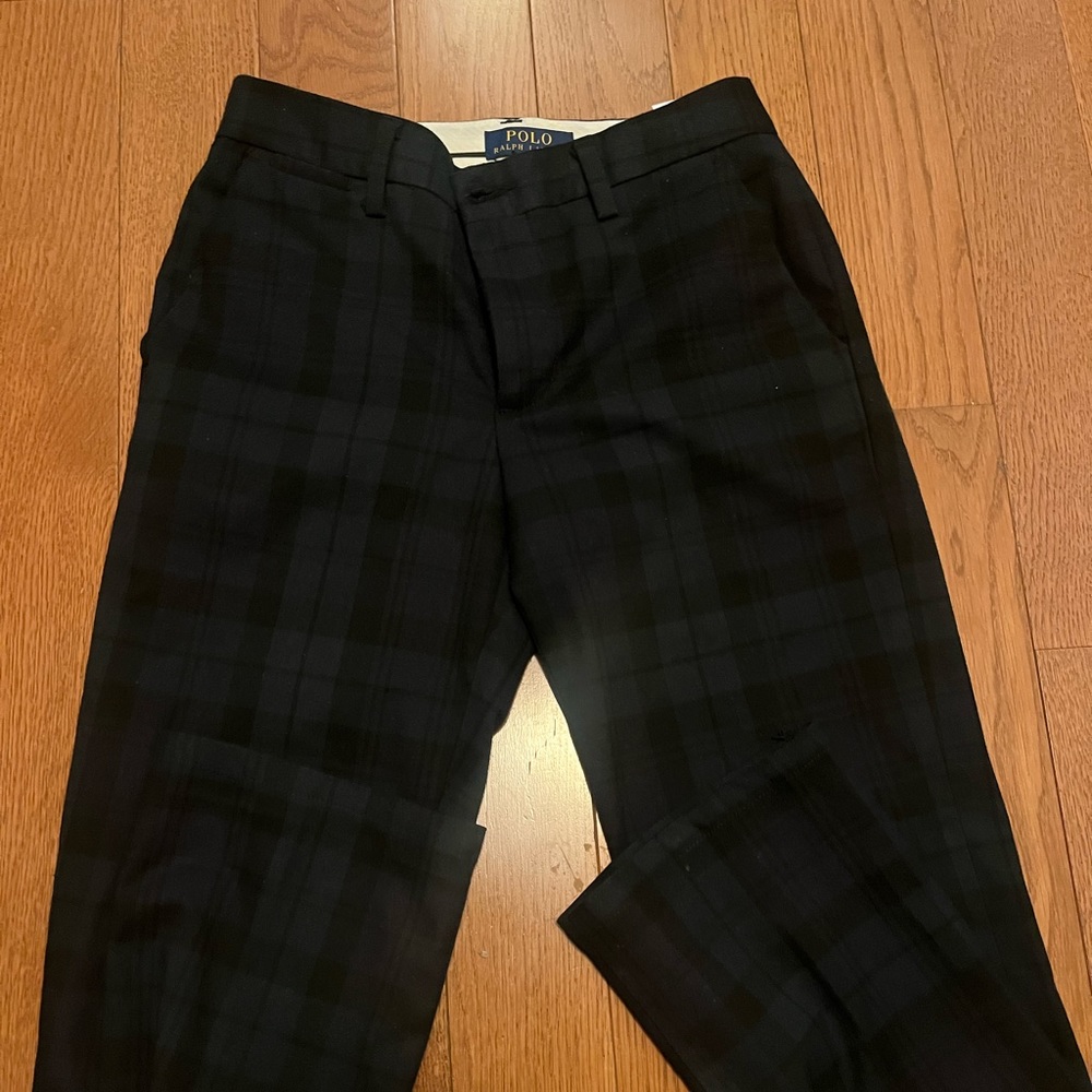 Polo Ralph Lauren boys plaid dress pants size 12. Forest green and navy